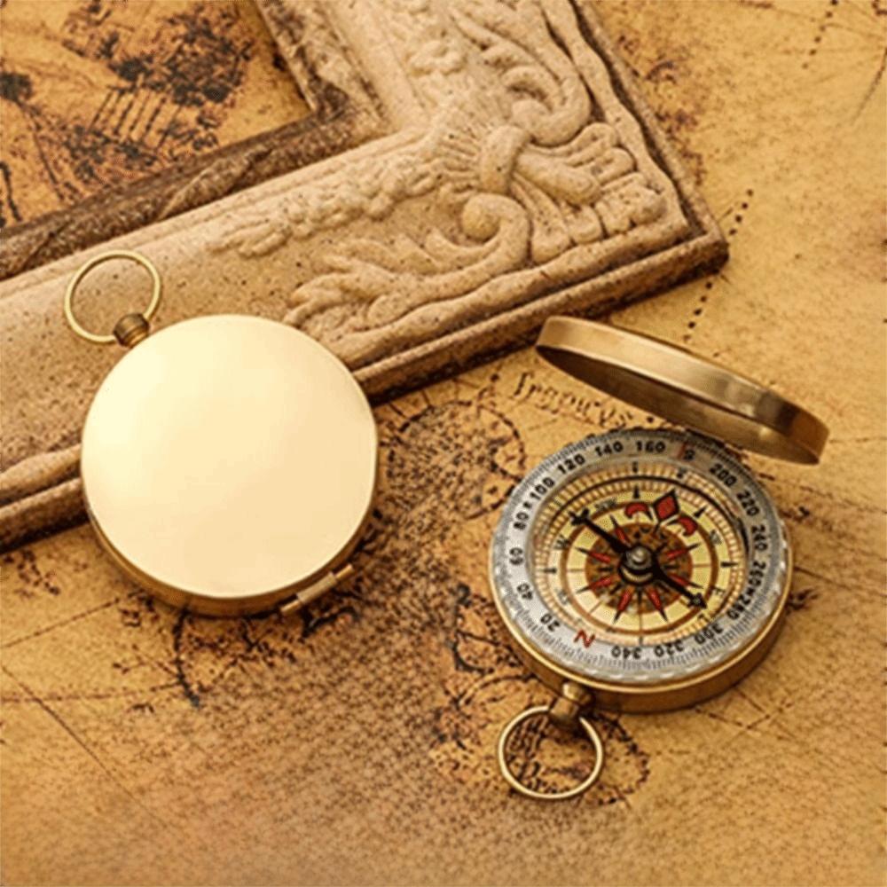 Luminous Pocket Compass Pure Copper Flip Compass Enhanced Navigation Compass  Outdoor Activities