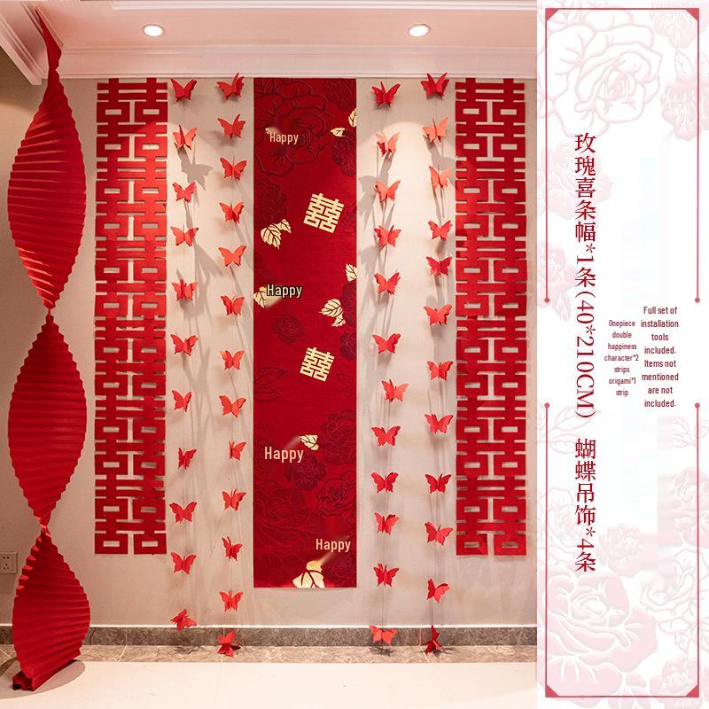 Wedding Decoration Set: Groom & Bride's Room Ornaments with Bunting & Robe Wall Décor
