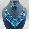 Elegante Juego de Joyería de Cristal Europeo-Americano: Collar, Pendientes para Vestido de Noche, Nupcial o de Banquete para Mujer