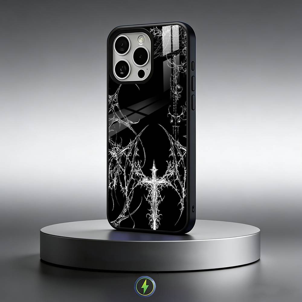 

G-Gothic Cyber Sigil Cross Phone Case For iPhone17,16,15,14,13,12,11 Plus,Pro Max Magnetic For Magsafe Wireless Charging iPhone14Plus