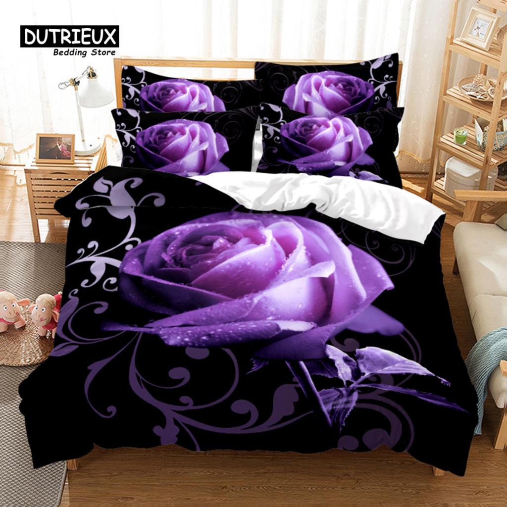 

Rose Garden Duvet Cover Set, Fashion Bedding Set, Soft Comfortable Breathable Duvet Cover, For Bedroom Guest Room Decor EU single(135x200cm)