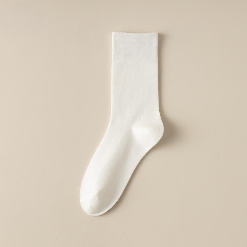Women's Cotton Socks Solid Color Mid-tube Socks Versatile Pile Socks No Heel Fall Off Women's Socks
