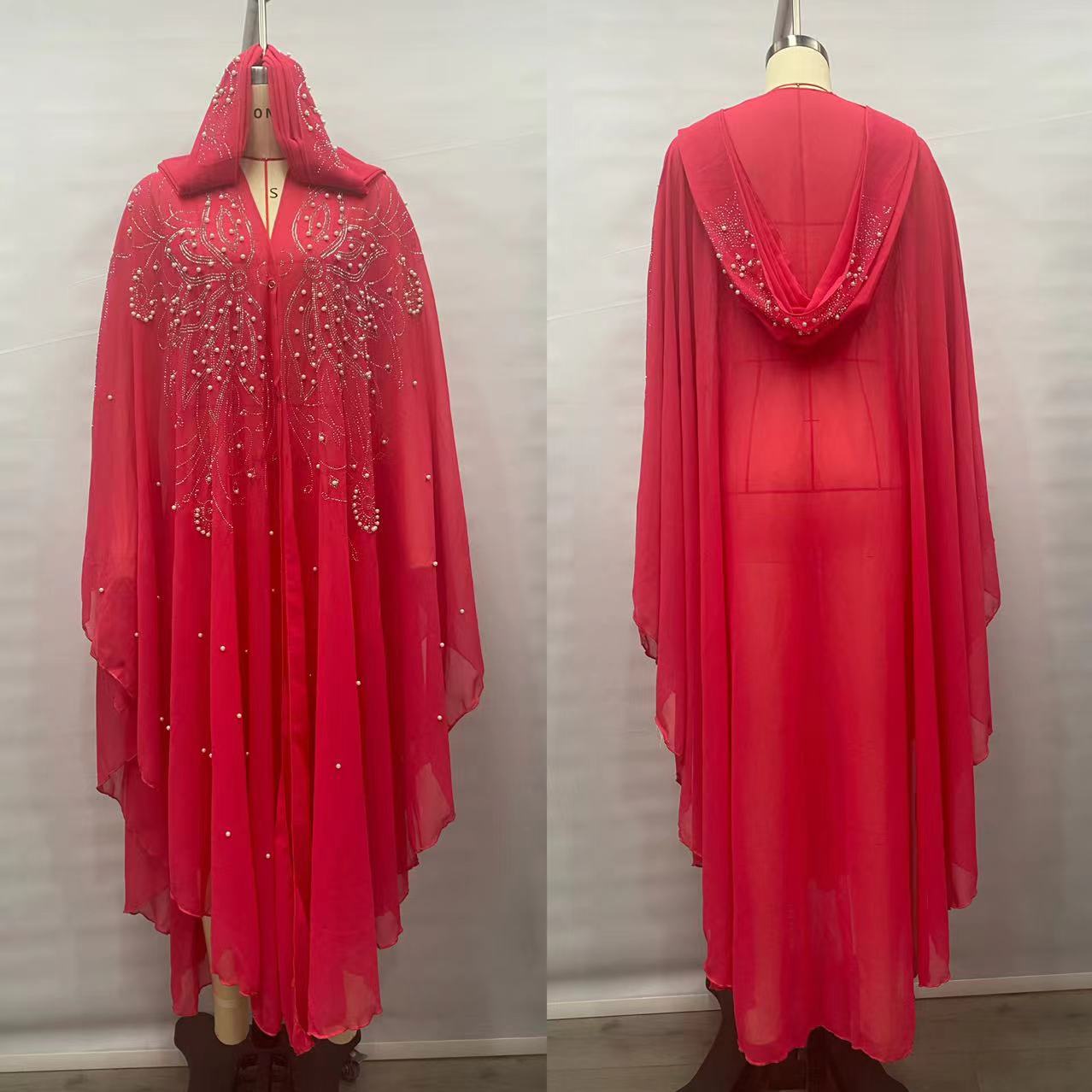 

Длинное платье-накидка с капюшоном, украшенное стразами горячей фиксации и бусинами, мусульманская абая, элегантная стильная женская одежда One Size