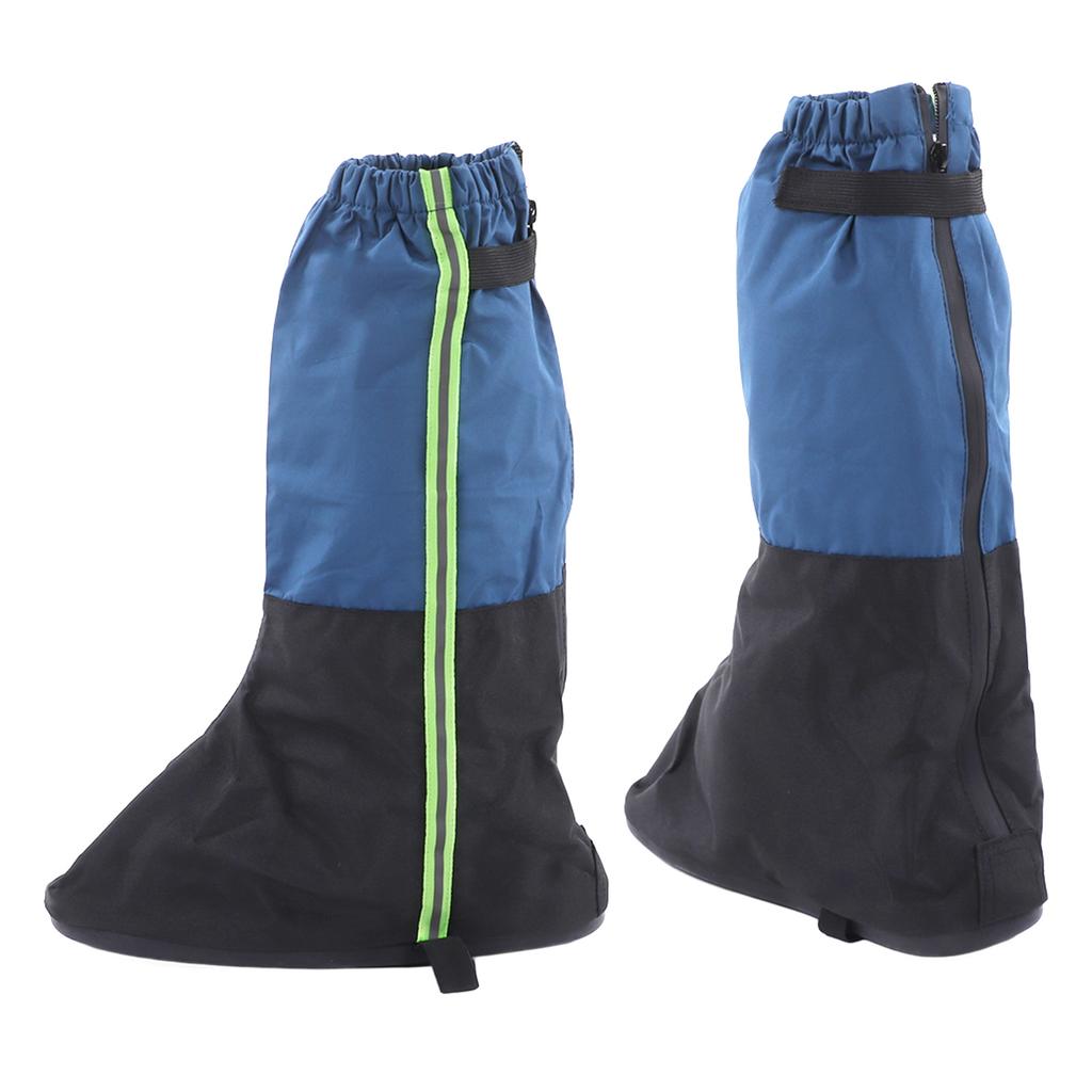A Pair Shoes Cover Boots Gaiters Blue Waterproof Antiskid Boots Gaiter with Reflective Strip for Hiking Size L