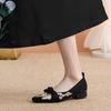 Wedding shoes style new Chinese square head thick heel retro single shoes 2025 new cheongsam shoes embroidered beanie ladyshoes women