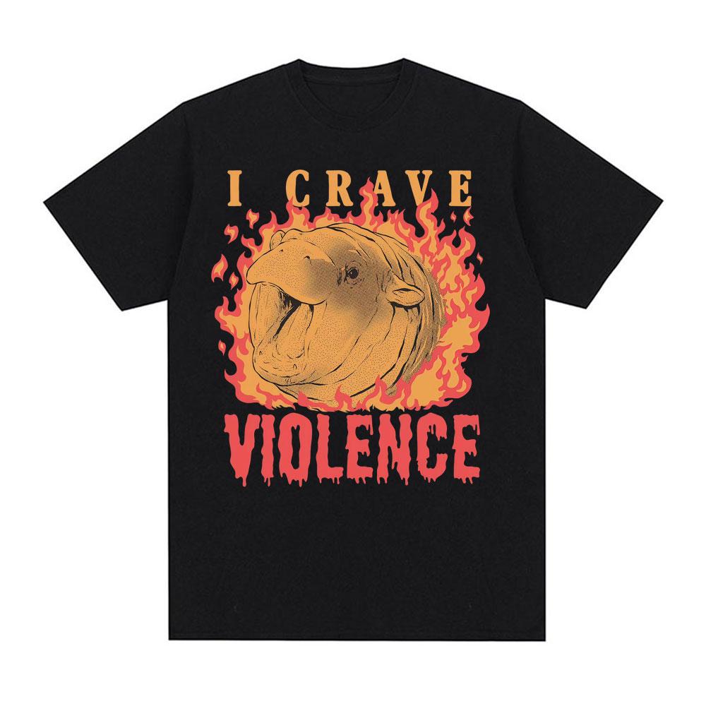 

Cute Fire Moo Deng Crave Violence Funny T Shirt Vintage 90s Style Meme Tee Shirt Men Women High Quality Cotton Oversized T-sh... S разноцветный