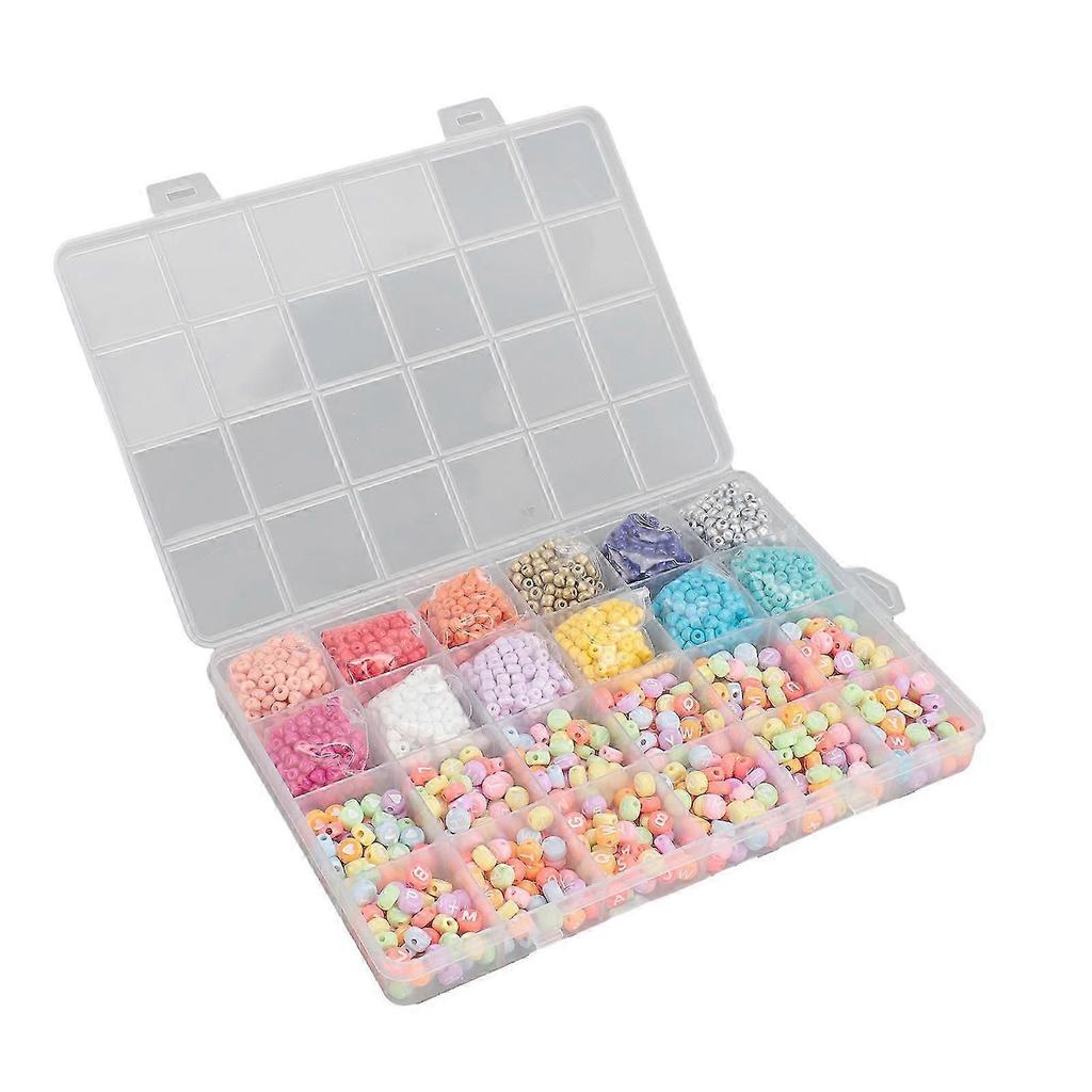 DIY Bracelets Making Beads Kit 2100pcs 4mm Beads 600pcs Letter Beads Set Fadeless Acrylic Beads Kit for Necklaces Earrings