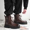 New Men's Thick Soled Boots Retro British Minimalist Style Comfortable Leisure Outdoor Street Office and Party Leather Shoes