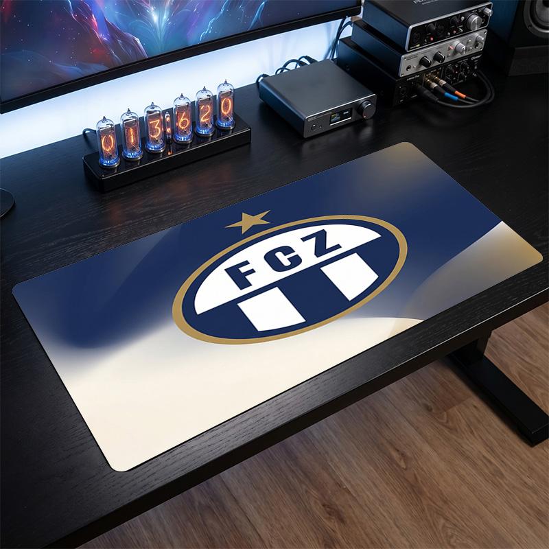 FC Zürich Theme Pattern Mouse Pad, Soccer Logo Design XXL Gaming Desk Mat Non-Slip Computer Mouse Pad