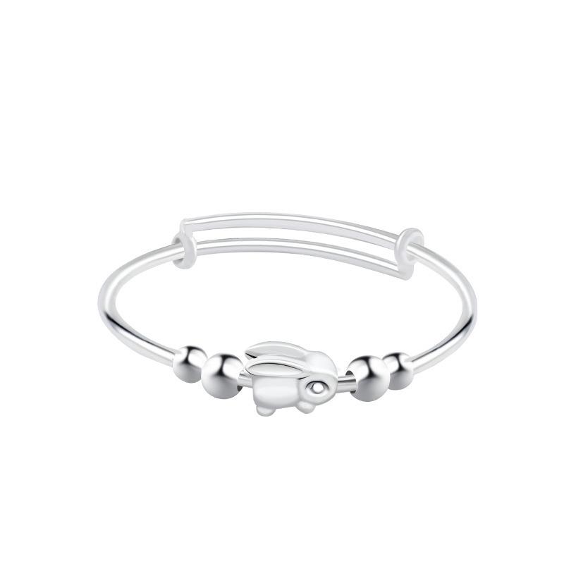 

2023 Кролик, новогодние серебряные украшения S990, браслет из чистого серебра, серебряный браслет для детской стопы, рукоделие для родителей и детей Adjustable size