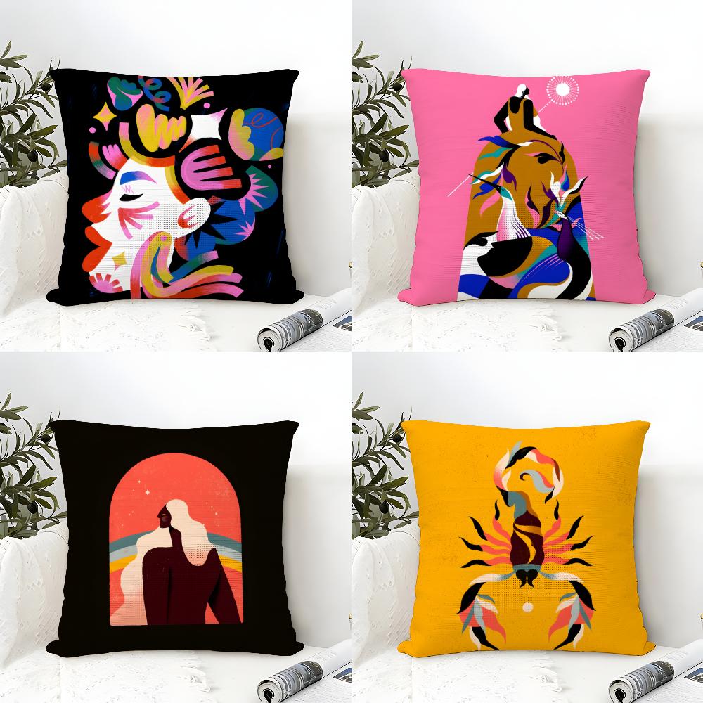 Color Illustrator W-Willian Santiago Art 1 Pillow Case Linen Pillow Case Sofa Home Decor Cushion Cover Cushion Cove