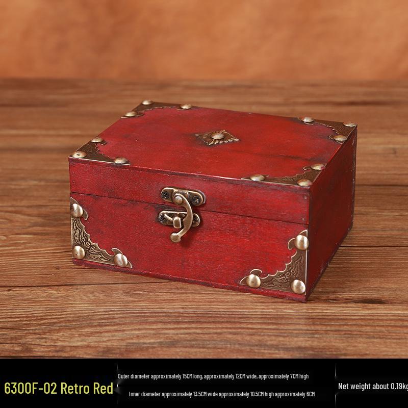 Vintage Wooden Jewelry and Storage Box with Lock