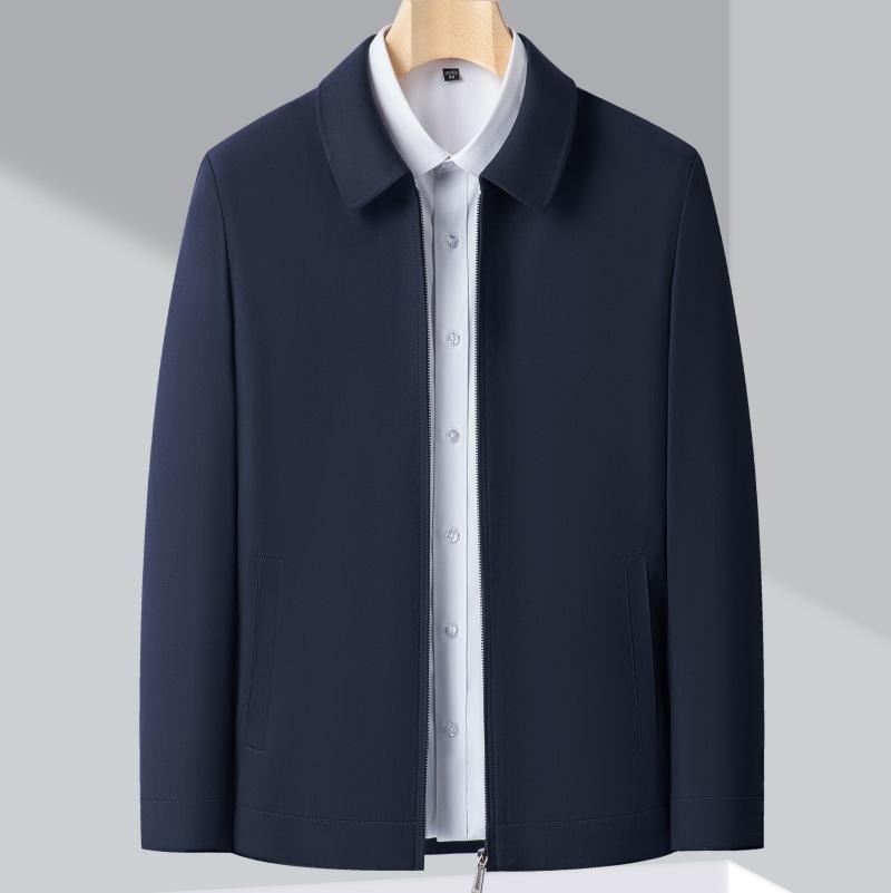 High-end Wool Jacket Men's Spring and Autumn Style Casual Tops for Middle-aged and Elderly Leaders, Civil Servants, Loose Coats, Large Size