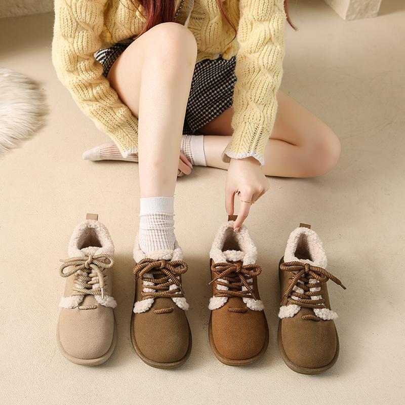 Retro thickened cotton shoes warm and velvet winter thick-soled new versatile super soft and cold-proof fluffy shoes