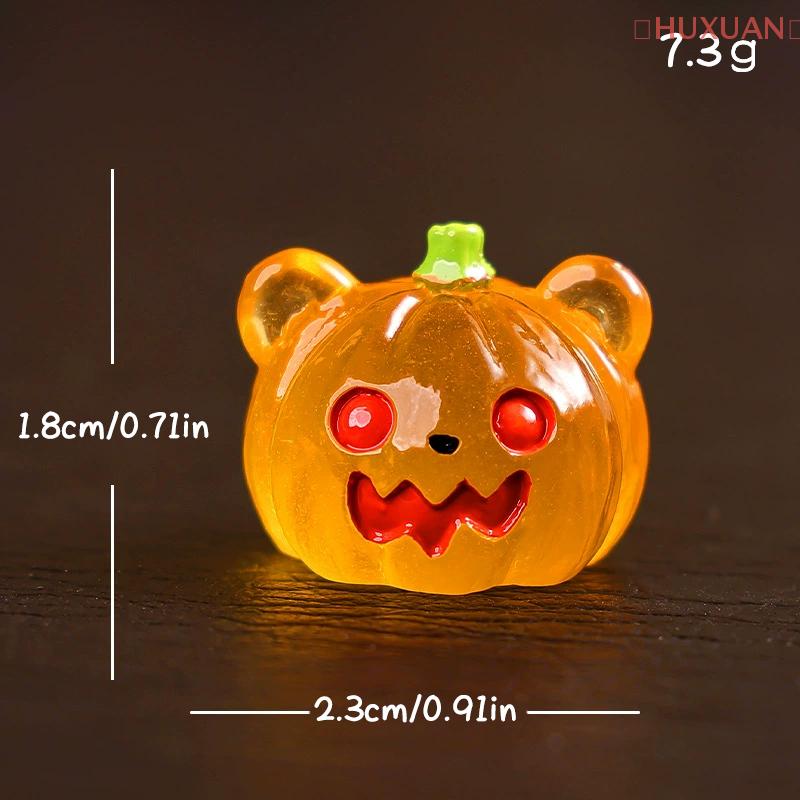 8Pcs/set Miniature Figurine Resin Craft Mini Fairy Garden Ornament Pumpkin Ghost Decoration  Luminous Halloween Micro Landscape