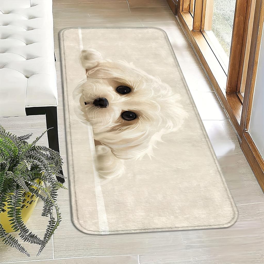 1Pcs Anti Fatigue Kitchen Rugs,Dog Design Print Waterproof Non-Slip Thick Cushioned Kitchen Mat Heavy Duty Comfort Standing Mat for Kitchen