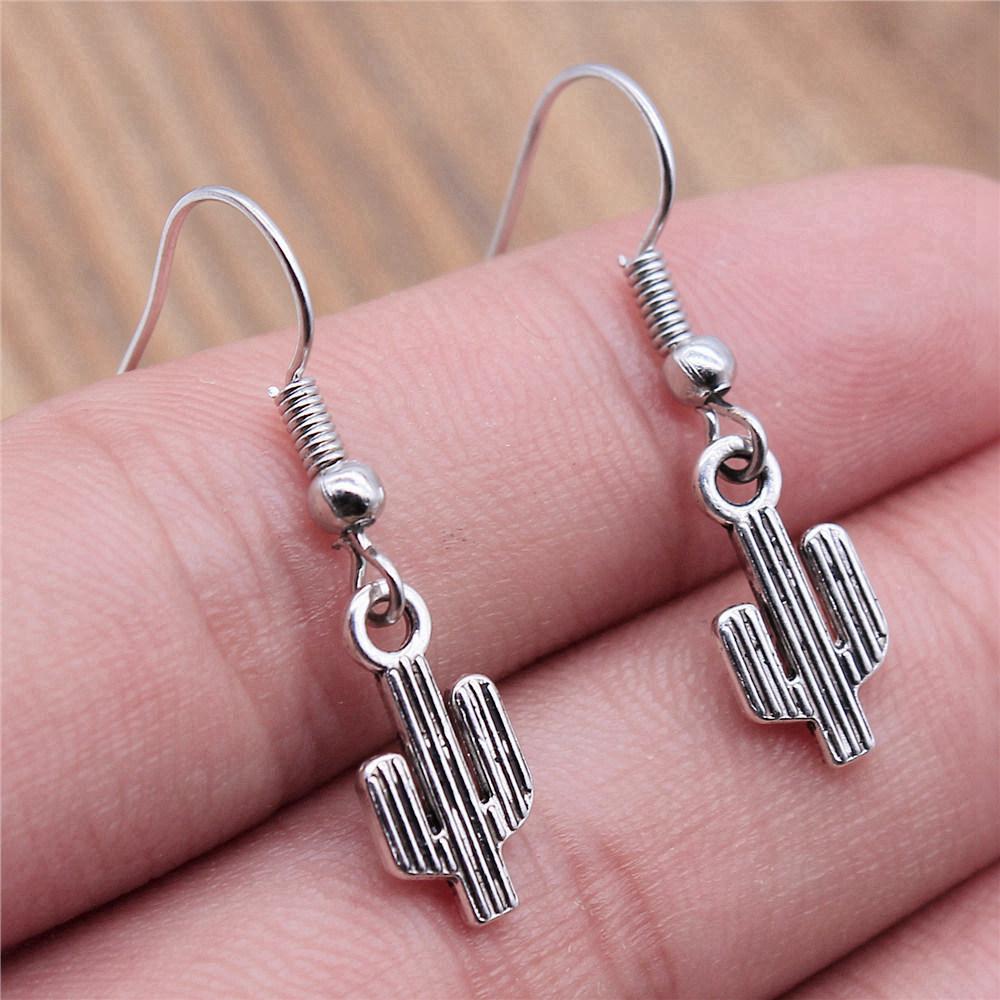 Drop & Dangle Earring Plant Four-Leaf Clover Cactus Vintage Jewelry SuppliesEarring Size 18x19mm QE021