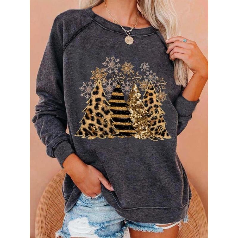 Shoulder sleeves autumn winter letter loose 3D printed long sleeved round neck sweatshirt Pullovers & Long Sleeves (women’s)