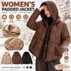 Women's Winter Padded Jacket Hooded Short Fake Two Piece Down Cotton Coat Loose Thickened Warm Puffer Parka
