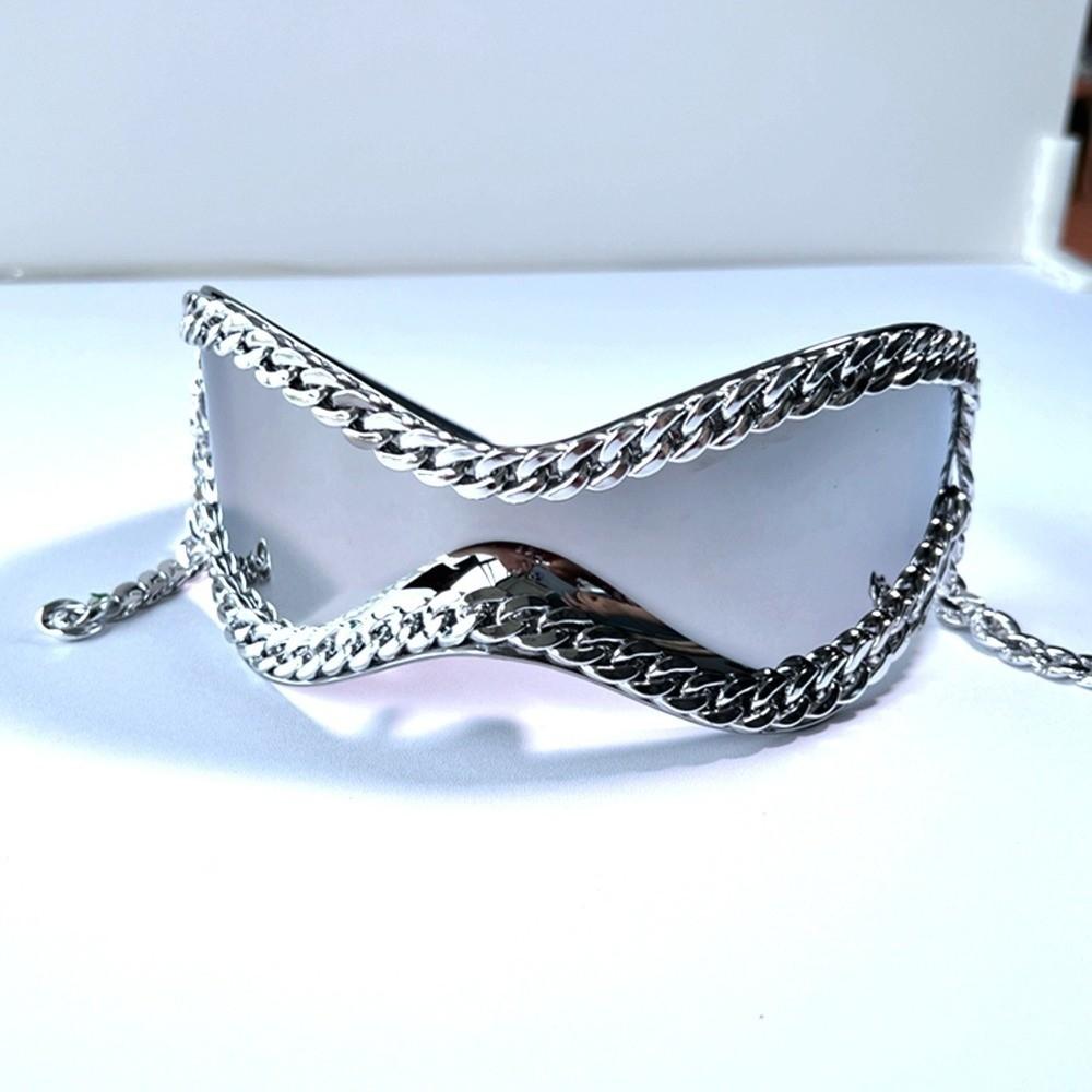 Luxurious Metal Chain Frame Sunglasses Metal Chain Decoration Oversized Frame UV400 Lens Designes Glasses All Matching Cool Style Punk Eyeglasses
