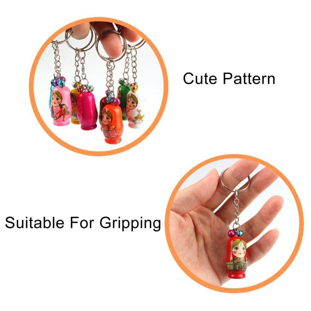 Drip Wood Matryoshka Russian Dolls Key Rings Babushka Matryoshka Figurines  Jewelry Gift