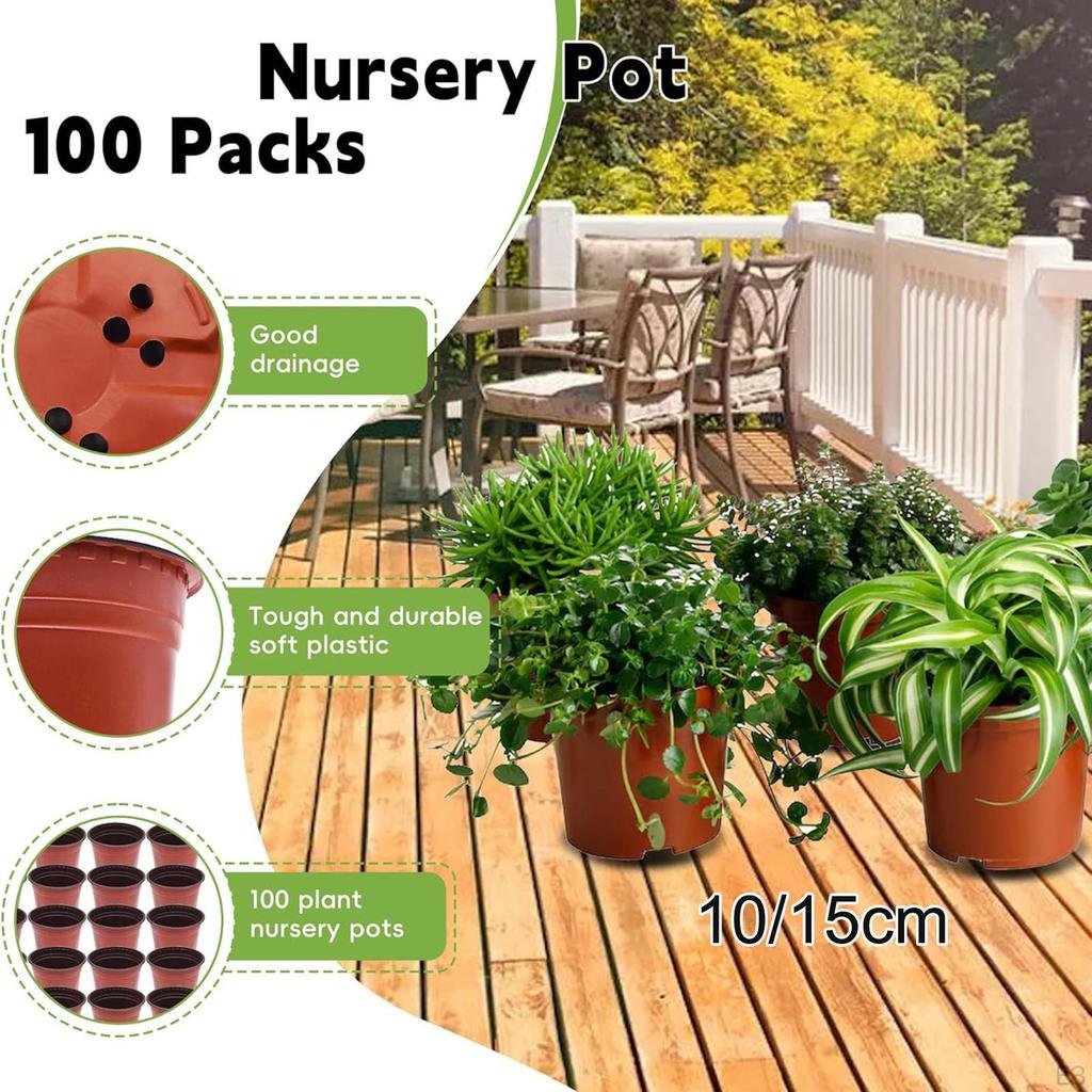 100 Pieces Nursery Pots Small Seedling Flowerpot Plant Container Crafted From Thickened PP with