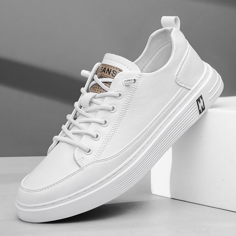 High End Brand Men's Genuine Leather Casual Shoes Simple White Wear-resistant Sole Men's Oxford Shoes Fashionable Sports Shoes