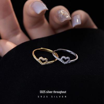 Banyan Tree S925 Sterling Silver Love Zircon Ring - Elegant, Trendy, and Simple Fashion Accessory for Women