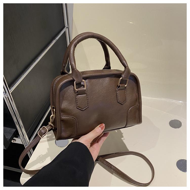 2024 Early Spring Solid Color Textured Square Handbag - Women's Versatile Shoulder & Crossbody Bag
