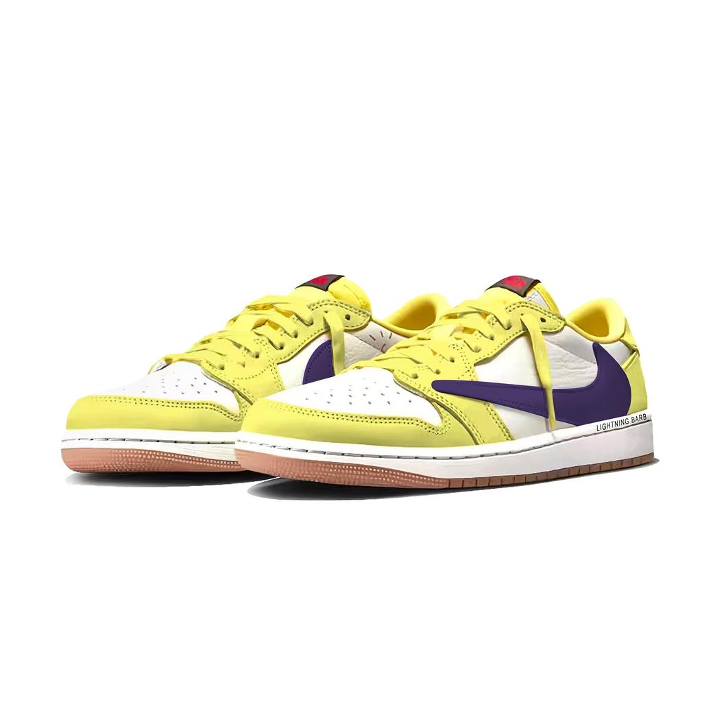 Travis Scott X Jordan Air Jordan 1 Travis Scott X Collaboration 7.0 Slip Resistant Low Top Vintage Basketball Shoes DM7866-202(Team1677-)