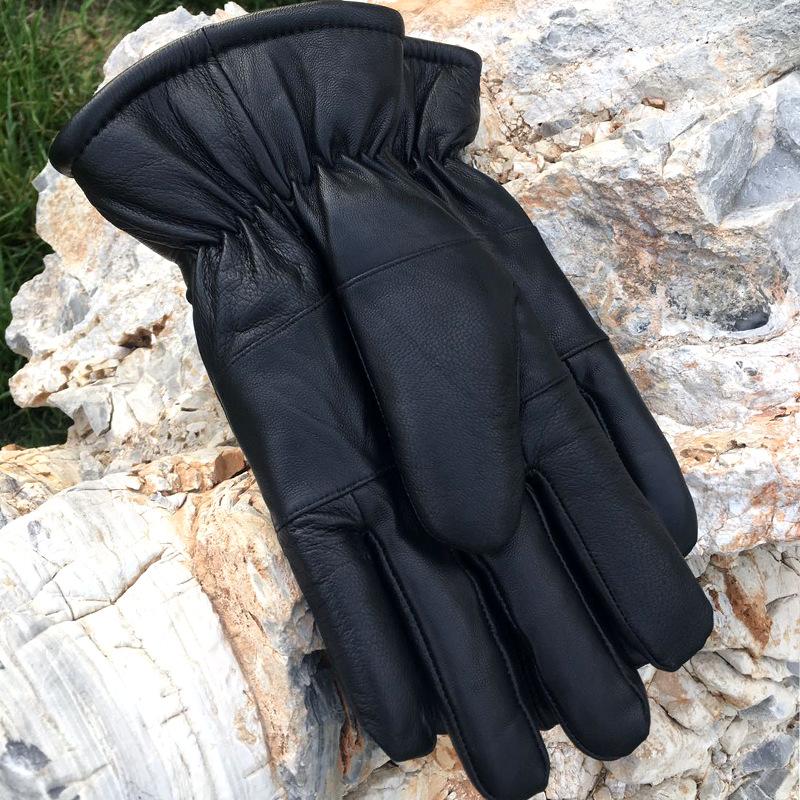 Leather Gloves, Sheepskin and Fur Integrated, Men's and Women's Outdoor Riding, Warm and Thickened, Winter Cycling, Driving, Motorcycle Waterproof