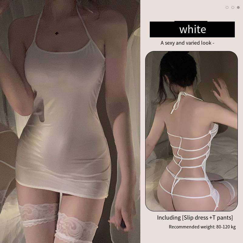 Erotic Women's Sling Dress Underwear Exotic Sexy Lingerie Pajamas Open Back Hollow Out Perspective Sexi Women's Sleepwear Dress