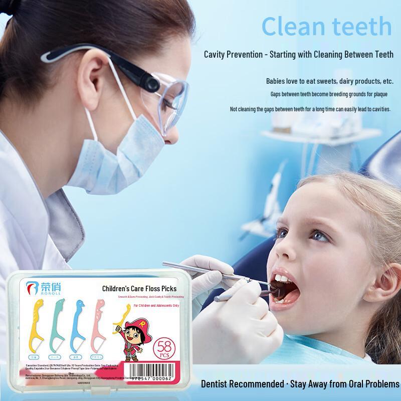 Rongqiao Children s Dental Floss Picks, 4-Pack