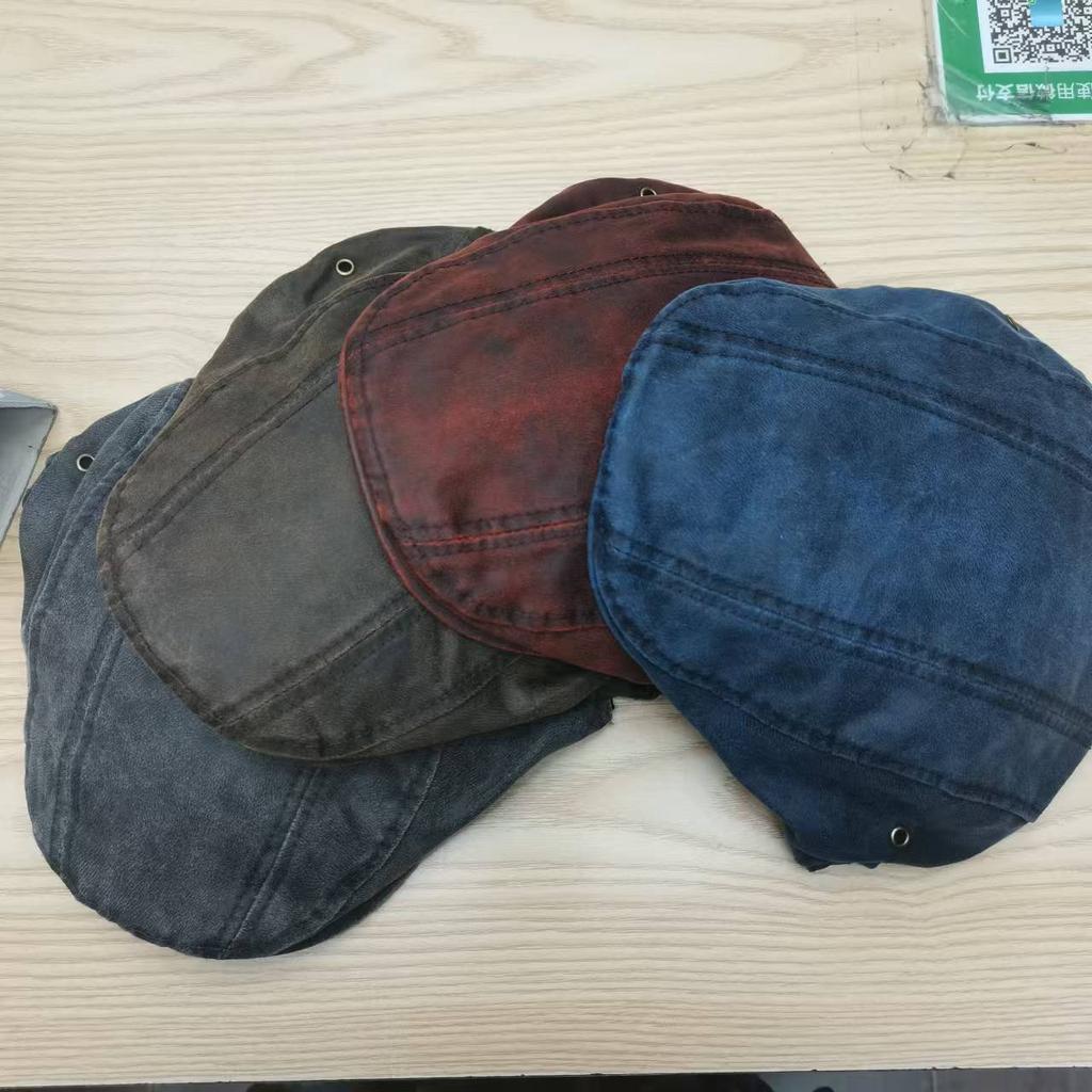 Beret Autumn and Winter Do Old Forward Cap Rub Color Stitching Retro Forward Cap Female Trend Fashion Duck Tongue Cap