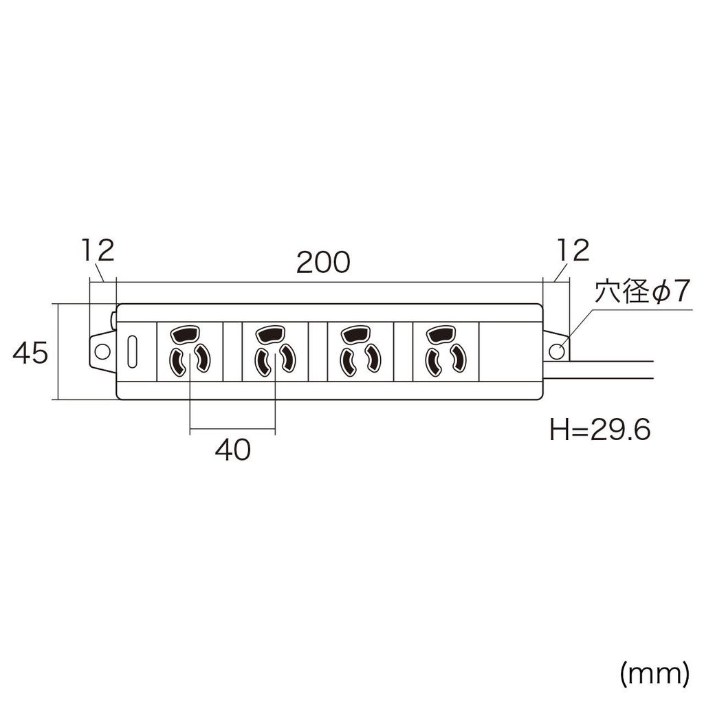 Sanwa Supply Power 3-Pin, 4-Outlet Strip, 1m, TAP-MG341N2PN-1