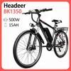 HEADEER BK1350 Městské elektrické kolo pro unisex 500W bezkartáčový motor 48V15AH baterie 26palcová kola Elektrokolo