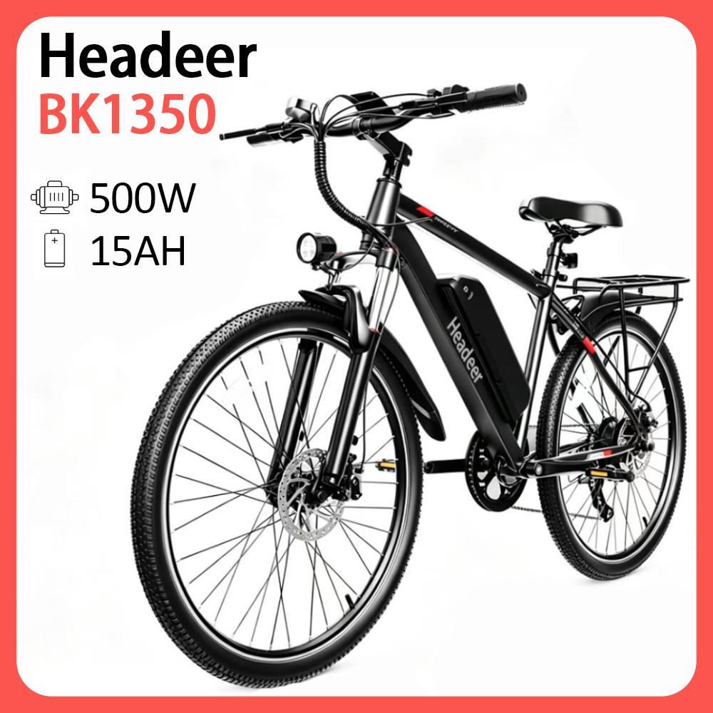 HEADEER BK1350 Adult Electric Bicycle 26 Inch Tire Men’s Ebike City Commuter E-Bike 500W Motor Electric Bike 48V15AH Battery