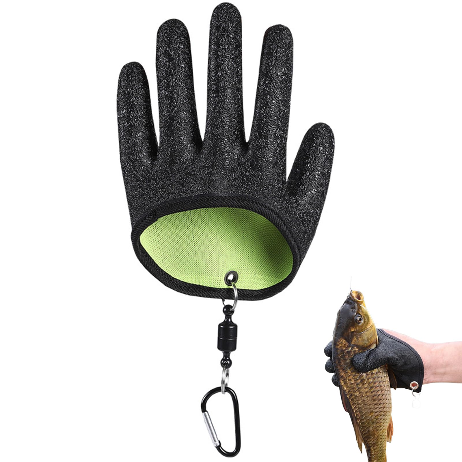 

Selinear Fishing Gloves, Non-Slip Latex Material, Abrasion Resistant, Puncture Resistant, Cut Protection, Stab Protection, Waterproof, with Magnetic