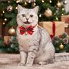 Christmas Pet Accessories Bow Collar, Adjustable Cat Collar with And Bell, Safety Buckle Plaid Print for Cats, Small Dogs, Holiday Wear Bell