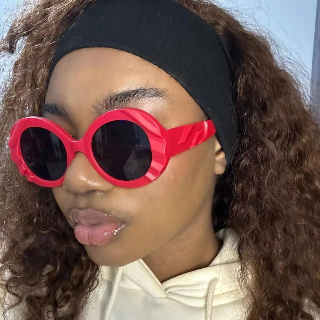 Circular Large Frame Sunglasses New Splicing Sunglasses Fashionable and High-end Women's Sunglasses