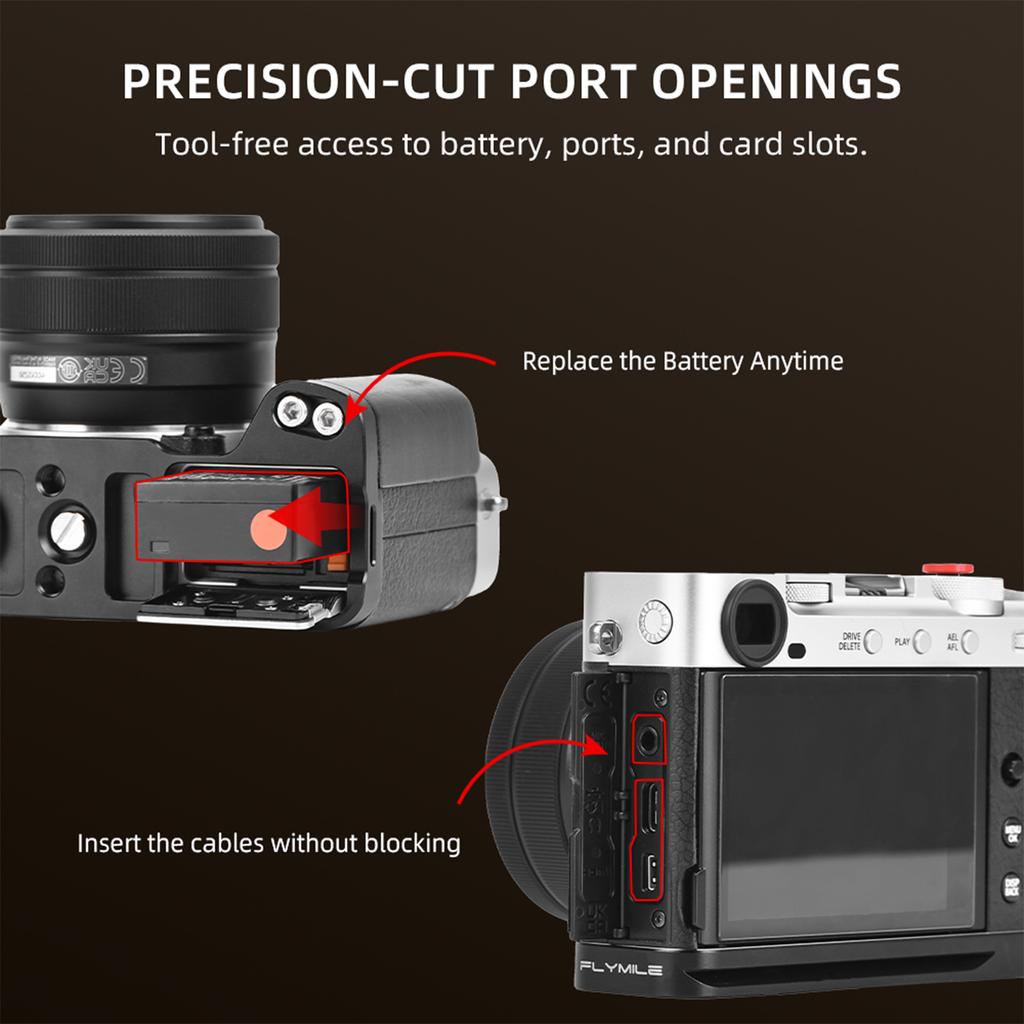 L-Shape Hand Grip with Shutter Button for FUJIFILM X-E5 Camera Body Wooden Bracket Handle Arca Quick Release Grip Accessories