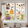 Reusable Static Cling Ornaments Halloween Window Clings Cartoon Ghost Pumpkin Witch Monsters Decals Waterproof Seasonal Glass Surface Adhesives