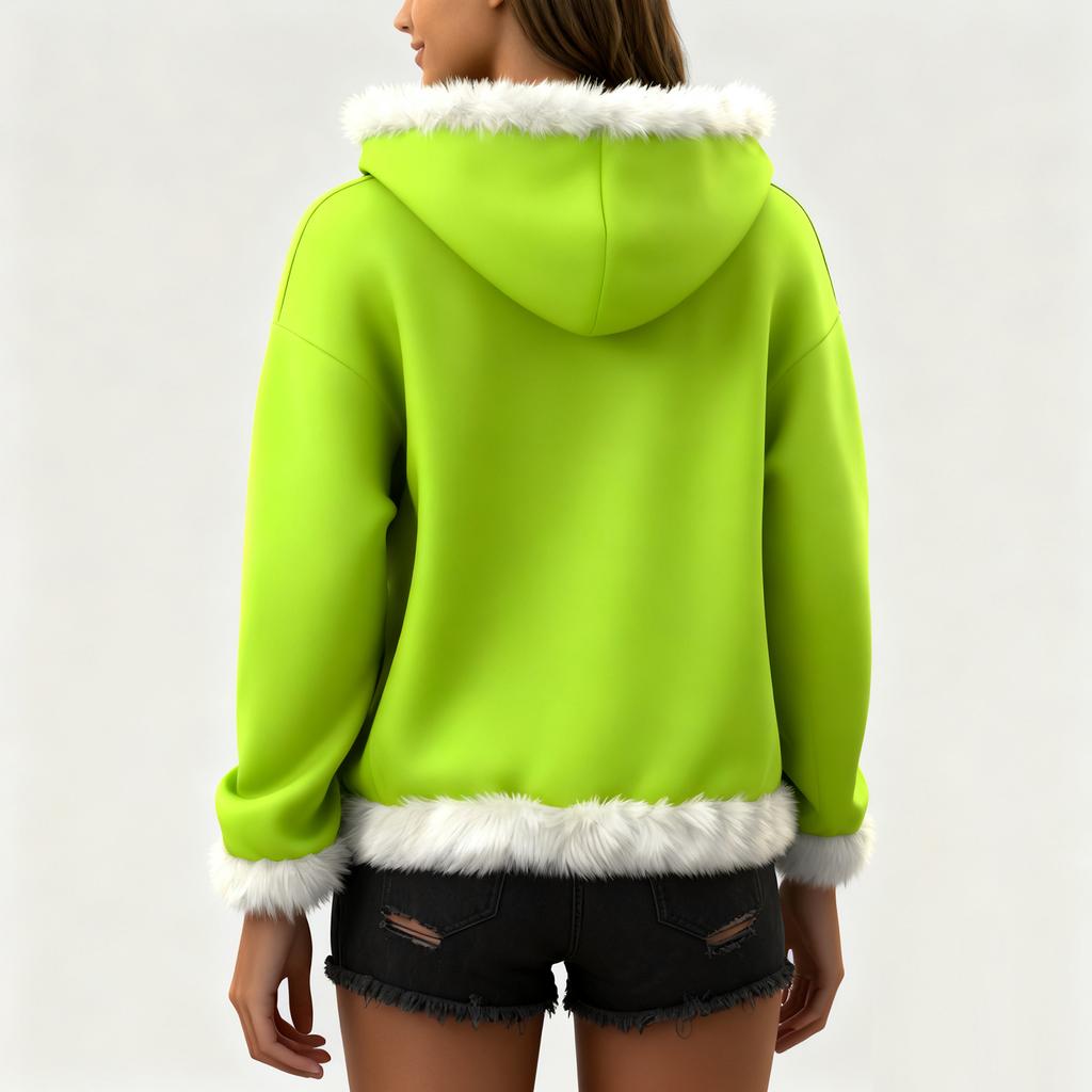 Women's Christmas  print contrasting loose casual hoodie