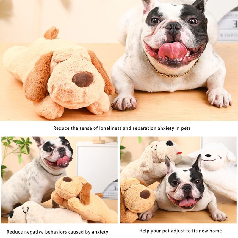 Peluche per Cani con Simulatore di Battiti Cardiaci Cucciolo Caldo Compagno di Sonno Sollievo dallo Stress Giocattolo Coccoloso per Ansiosi