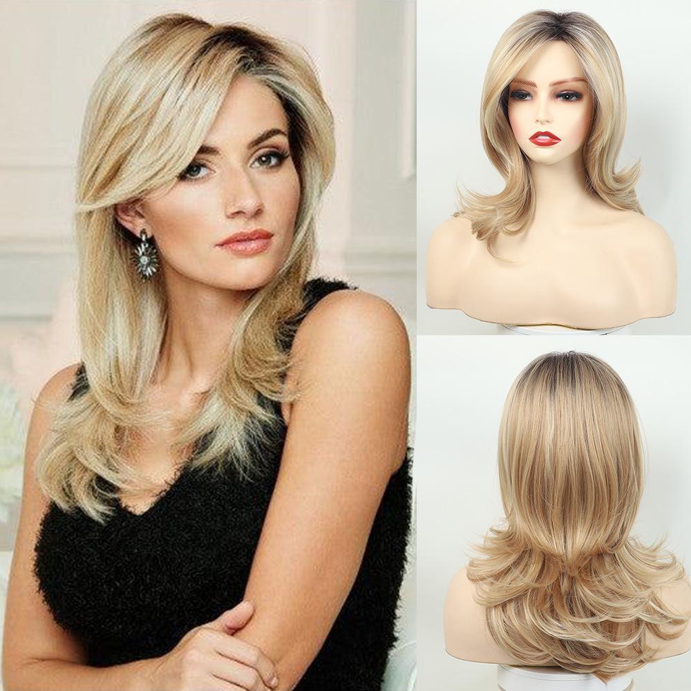 

Ladies Partial Golden Full Head Wig with Synthetic Rose Mesh Hood