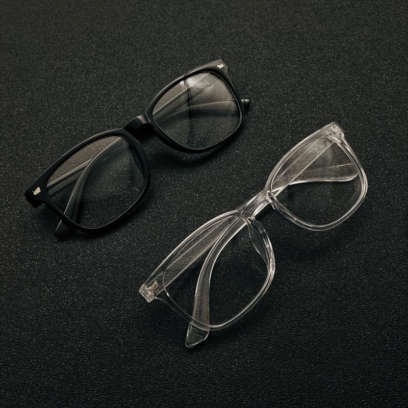 2 Pairs of Unisex Casual Eyeglass Frames Suitable for Business Work Study TV and Computer Use Black and Transparent Glasses