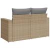 Vidaxl Garden Sofa With Cushions, 2-Seater, Beige, Poly Rattan