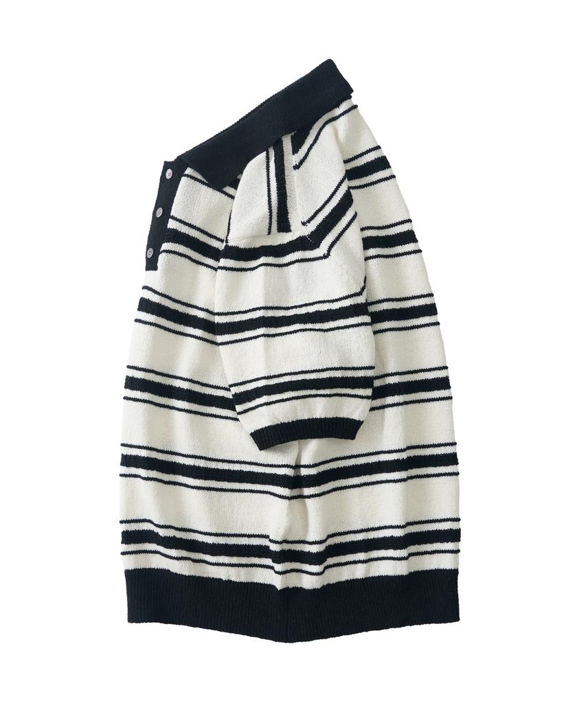 ANALOG MOOD Modern Striped Short Sleeve Knit (Ivory)