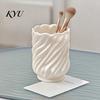 Versatile Stationery Organizer Spiral Pen Holder, 3D Printed Twisted Makeup Brush Cup, Cute Aesthetic Desk Accessories Decorative Storage Container