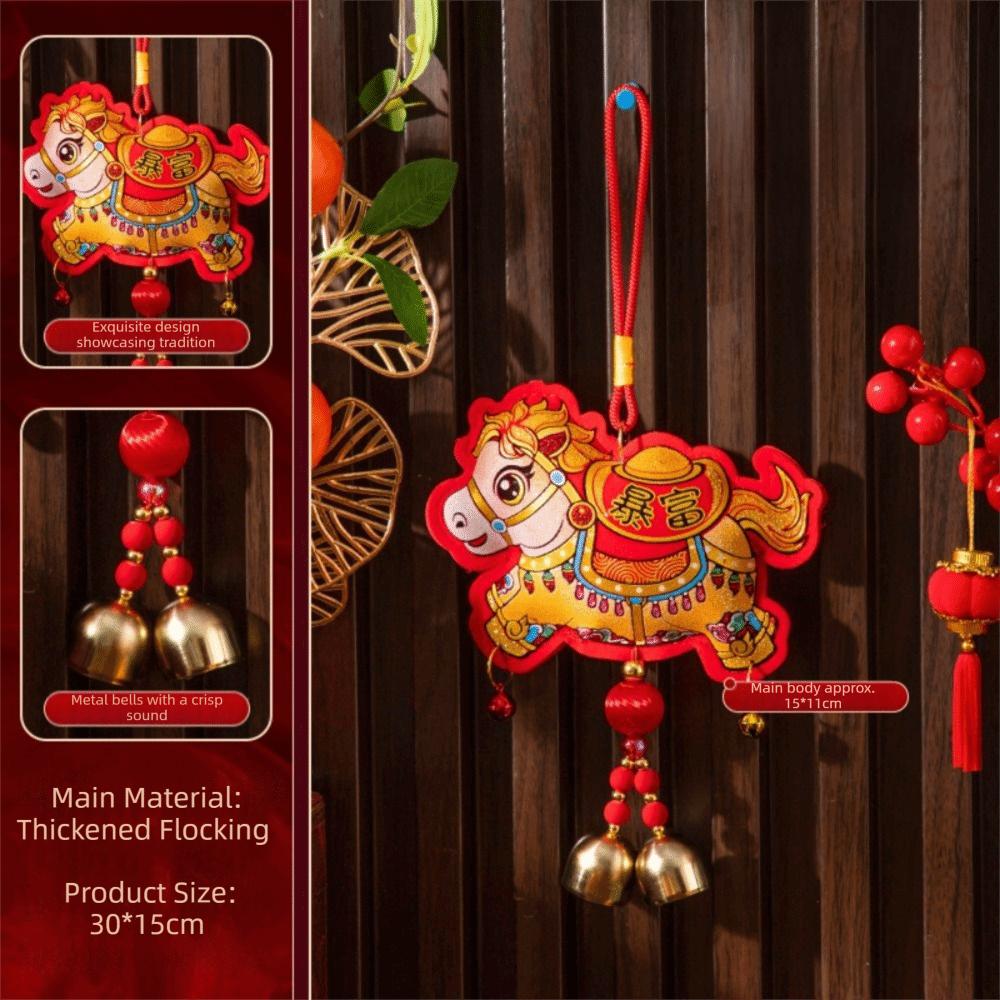 Lanyard New Year Decorative Hangings Gold Foil Embossing Bell Pendant Festive Ornaments Chinese Style With Tassel